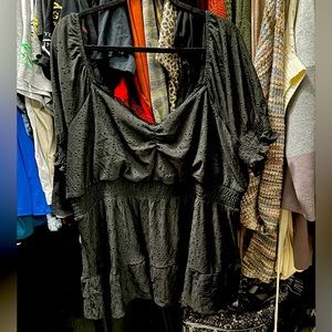 Torrid Eyelet Smocked Top Black Size 3